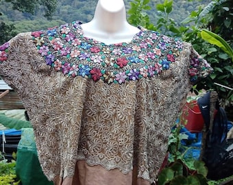 Newlymade by Mayan artisan ingrid Aracelly Vintage Guatemalan shrug using vintage Guatemalan huipil
