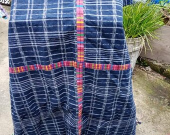 Vintage Guatemalan Fabric Cortés skirt cotton Mayan textile  Ikat dyed Textile Fabric  circa 1990's ikat dyed