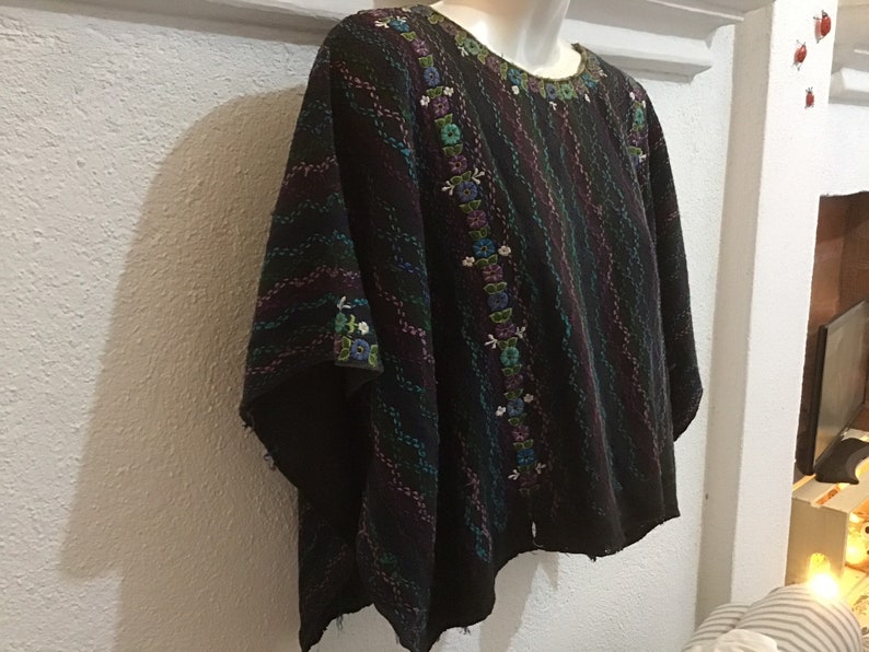 Vintage mayan Guatemalan Huipil Handmade Hand Woven Hand Embroidered Hippie Boho Festival Poncho Kaftan Caftan