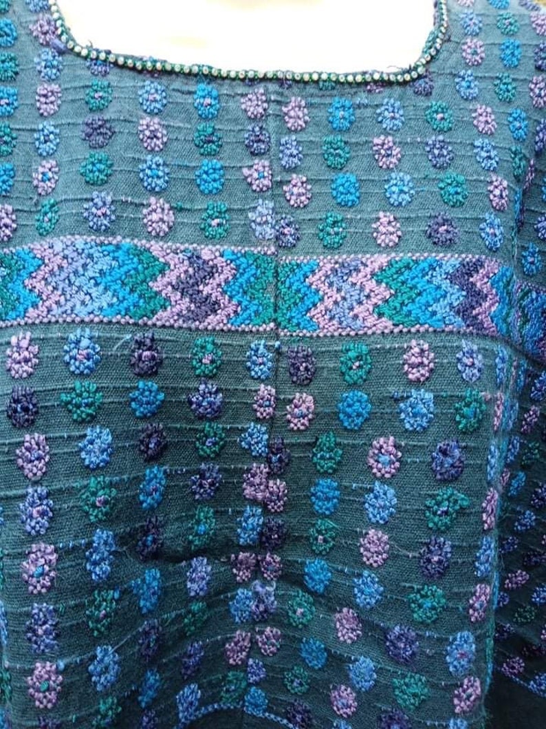 Vintage mayan Guatemalan San Lucas Toliman 100/% Cotton Handmade Hand Woven Hand Embroidered Hippie Boho Poncho Kaftan Caftan