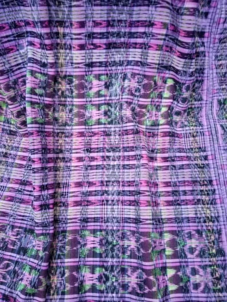 Vintage Guatemalan Fabric Cort\u00e9s Cotton Ikat Dyed Mayan textile fabric yardage