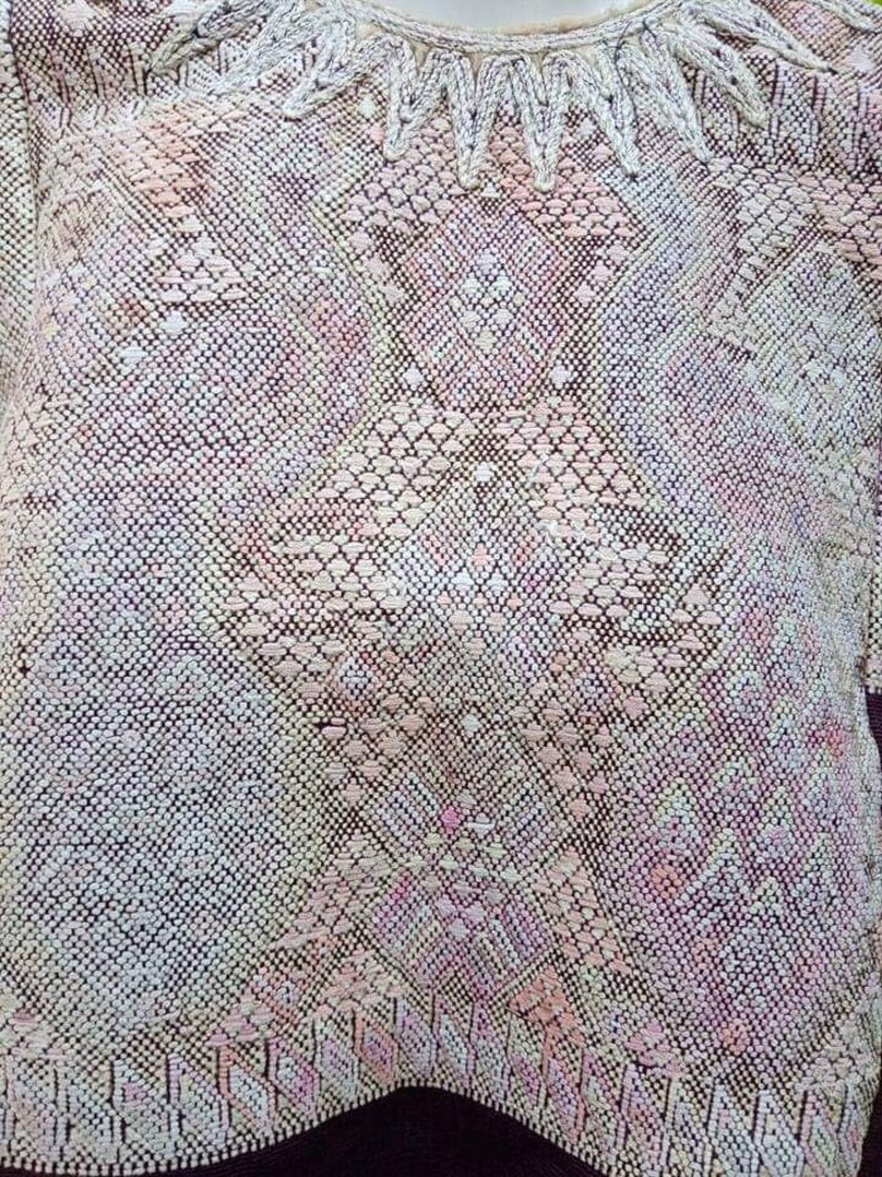 Vintage Guatemalan Mayan Huipil Chichicastenango Circa 1970/'s Handmade Hand Woven Hand Embroidered Poncho Kaftan Caftan Geometric Authentic