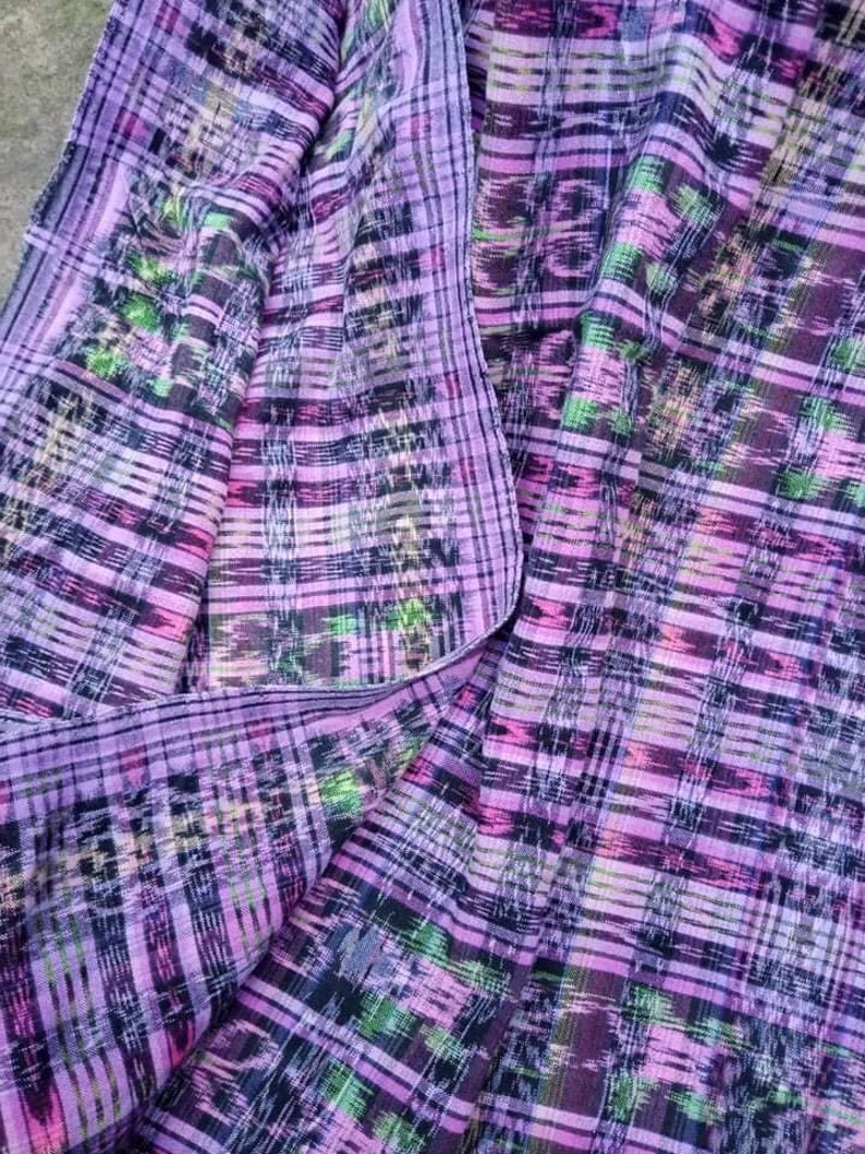 Vintage Guatemalan Fabric Cort\u00e9s Cotton Ikat Dyed Mayan textile fabric yardage