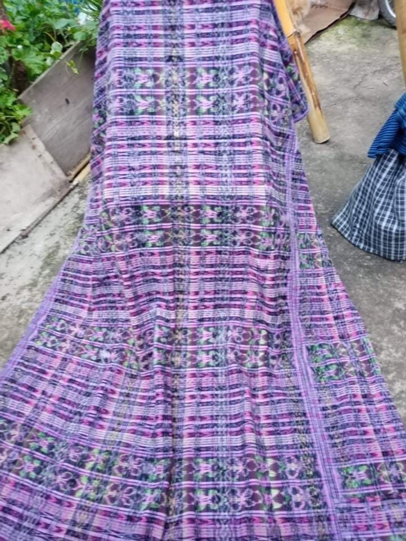 Vintage Guatemalan Fabric Cort\u00e9s Cotton Ikat Dyed Mayan textile fabric yardage