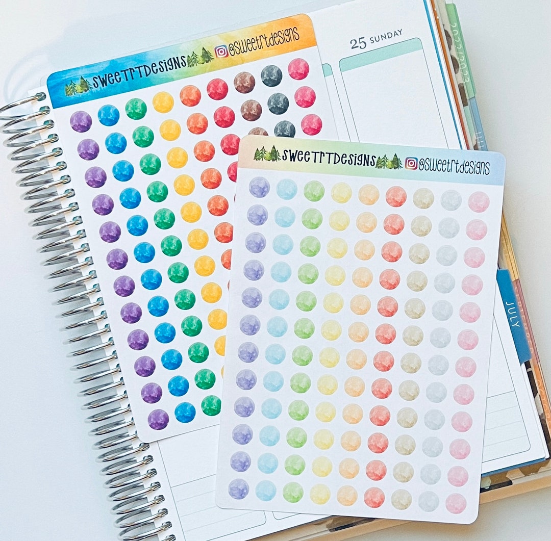 Mini Water Color Circle Planner Stickers - Etsy