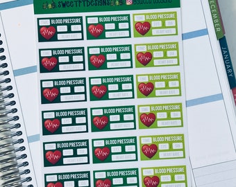 Green Blood Pressure Tracking Planner Stickers