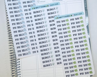 Budget, Pay Day, Pay Bills Planner Stickers