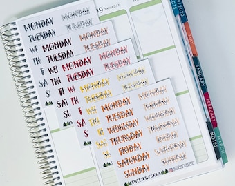 Days of the week Planner Stickers