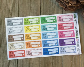 Functional Bill Due Planner Stickers