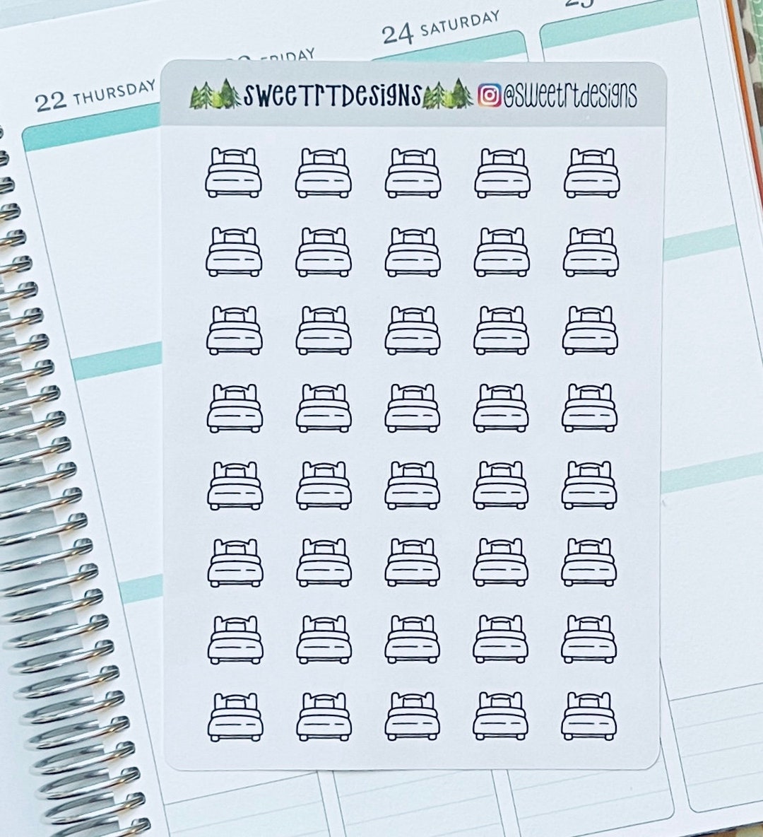 Black and White Bed Planner Stickers - Etsy