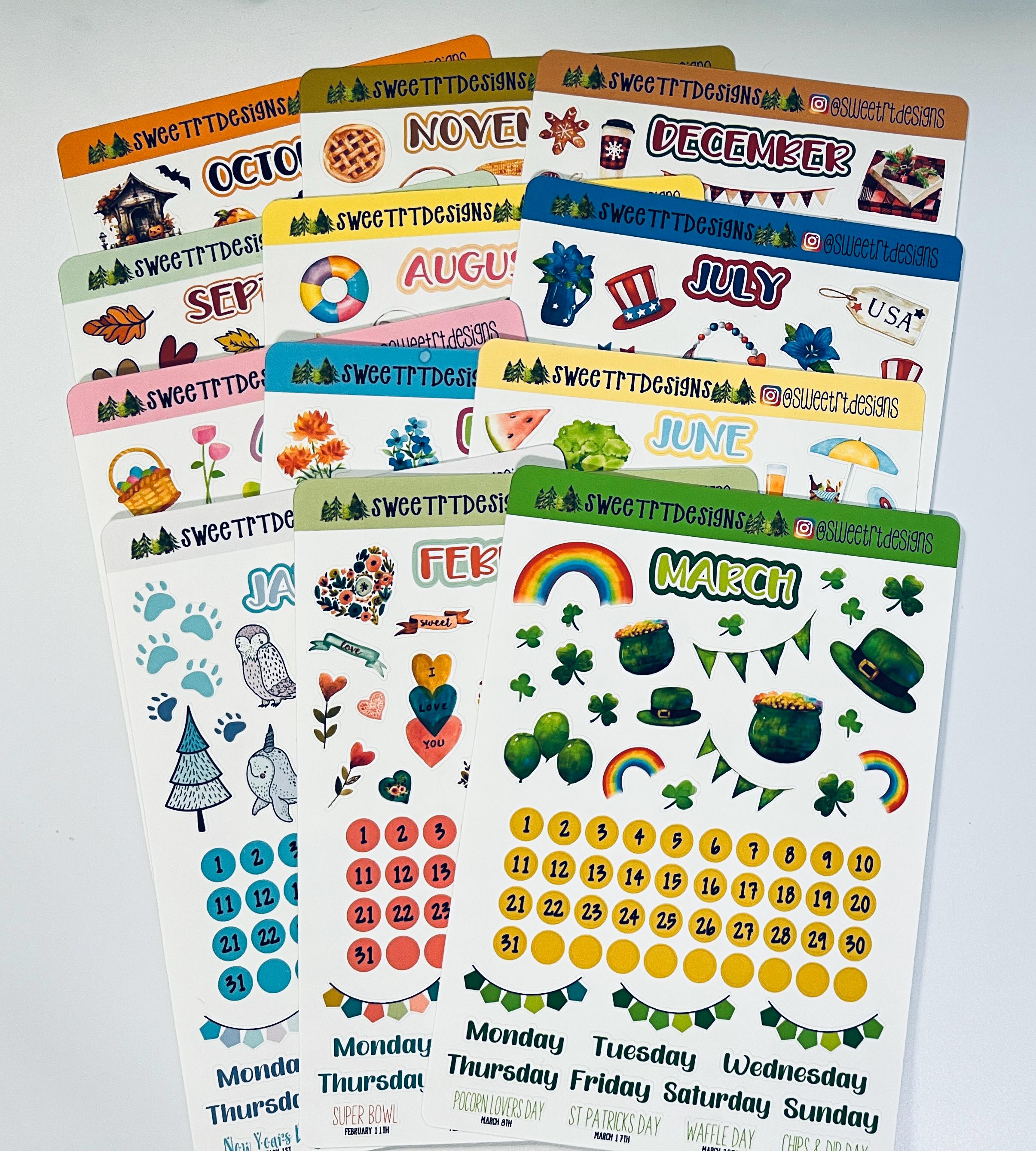 Monthly Themed Planner Stickers for Small Planners and Journals - Etsy