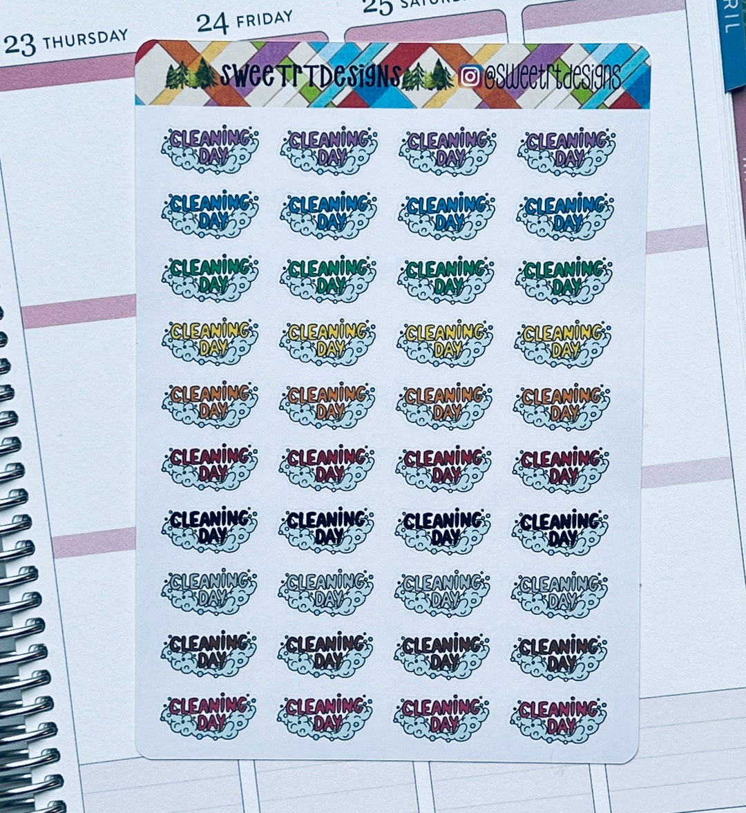 Colored Cleaning Day Planner Stickers - Etsy