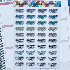 Colored Cleaning Day Planner Stickers
