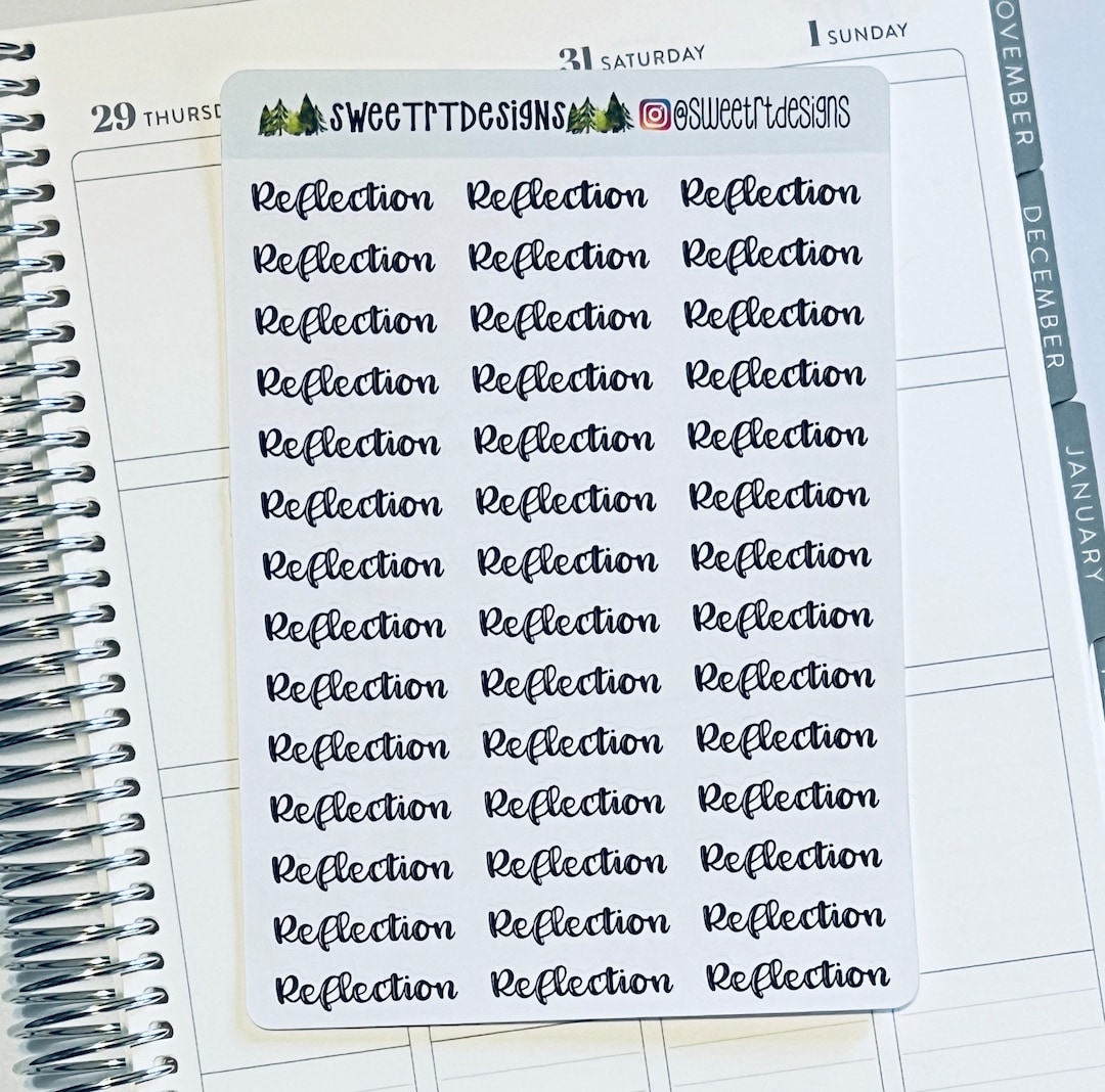 Reflection Sticker Example Reflection Script Planner Stickers - Etsy