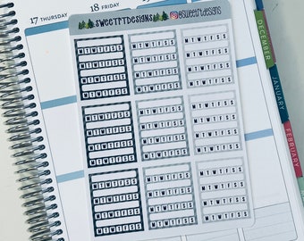 Gray Quad Habit Tracking Planner Stickers
