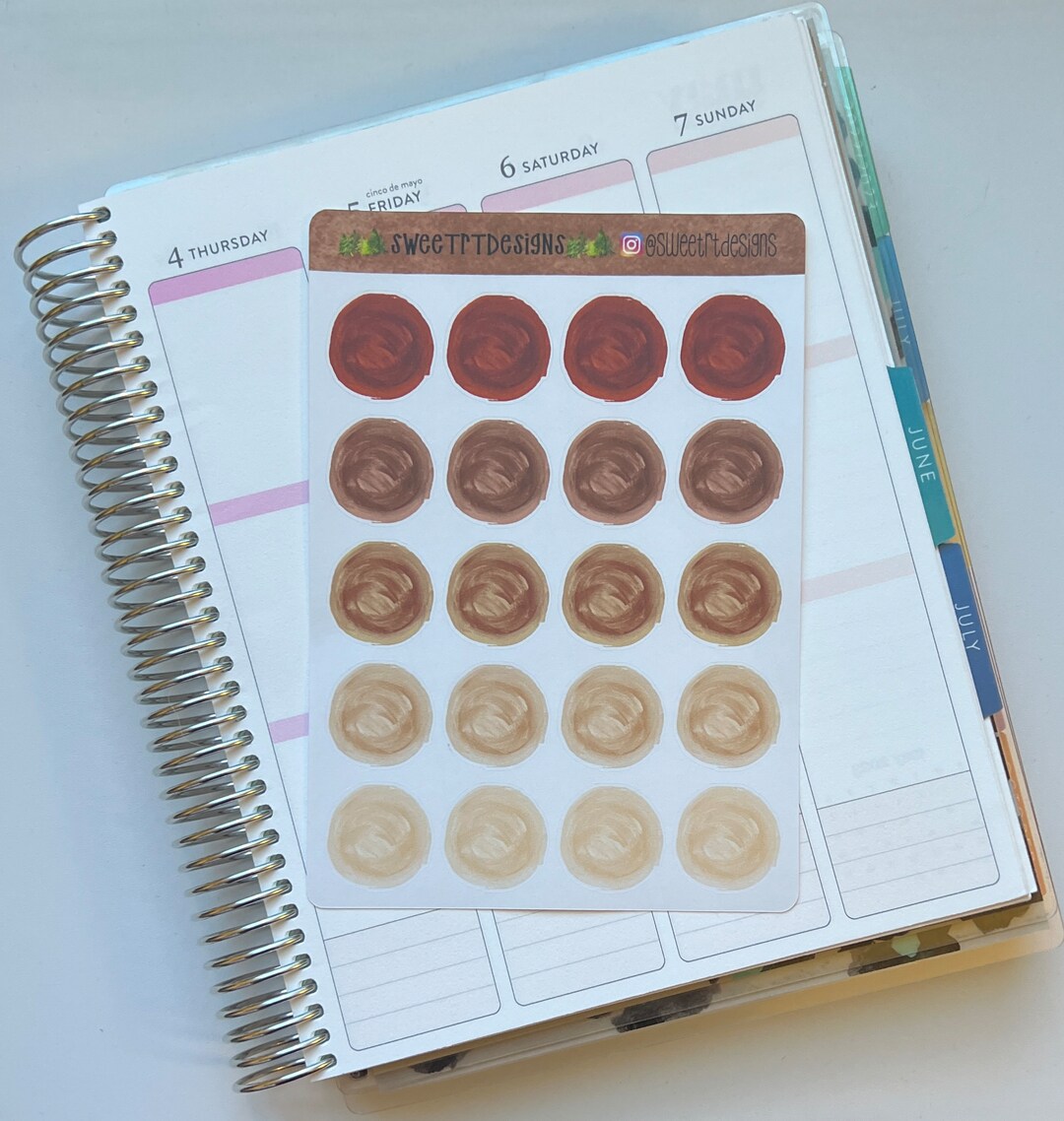 Brown Brush Stroke Circle Planner Stickers - Etsy