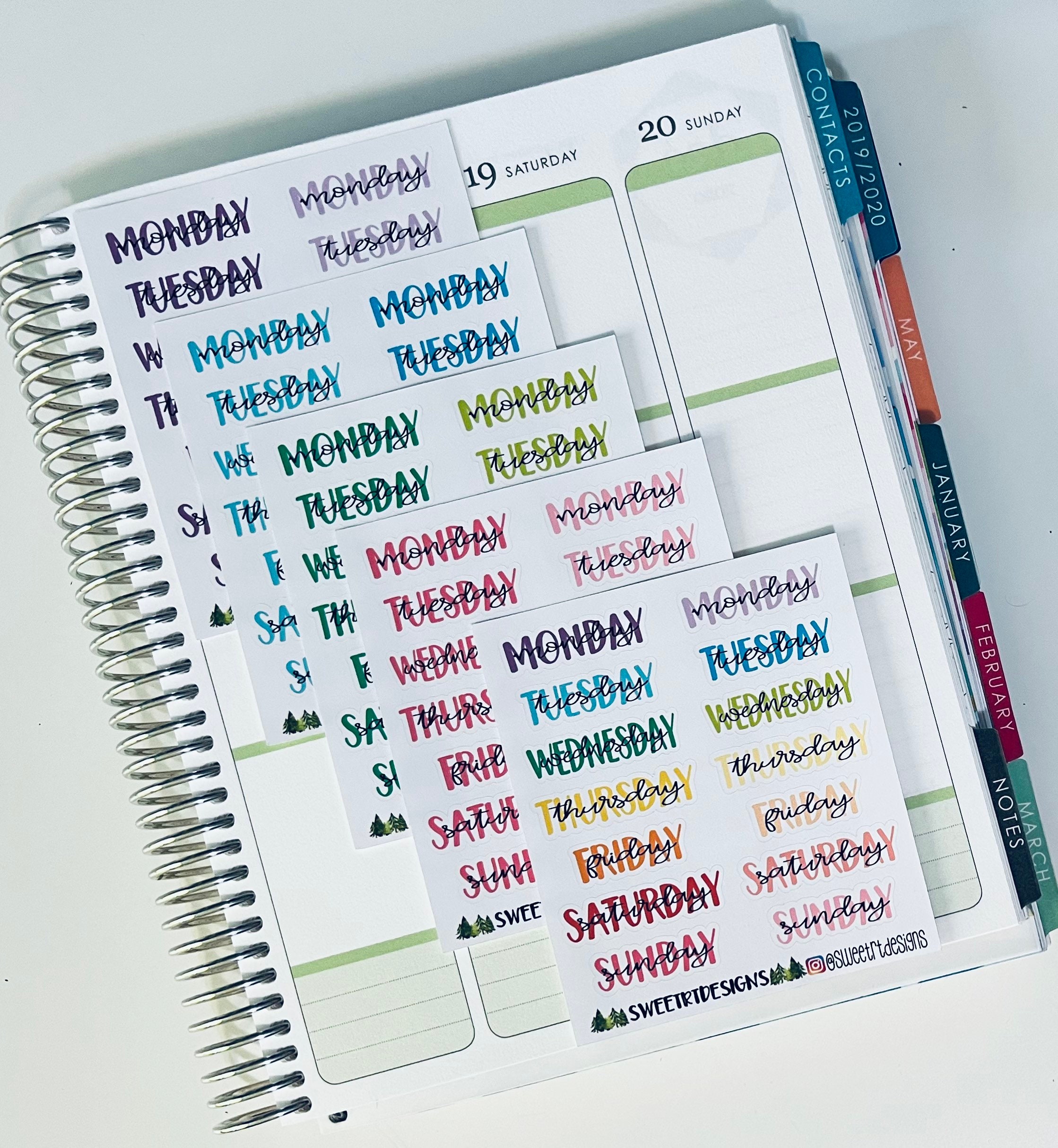 Days of the Week Planner Stickers
