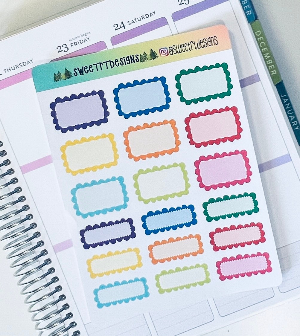 Rainbow Scallop Half and Skinny Boxes Stickers - Etsy