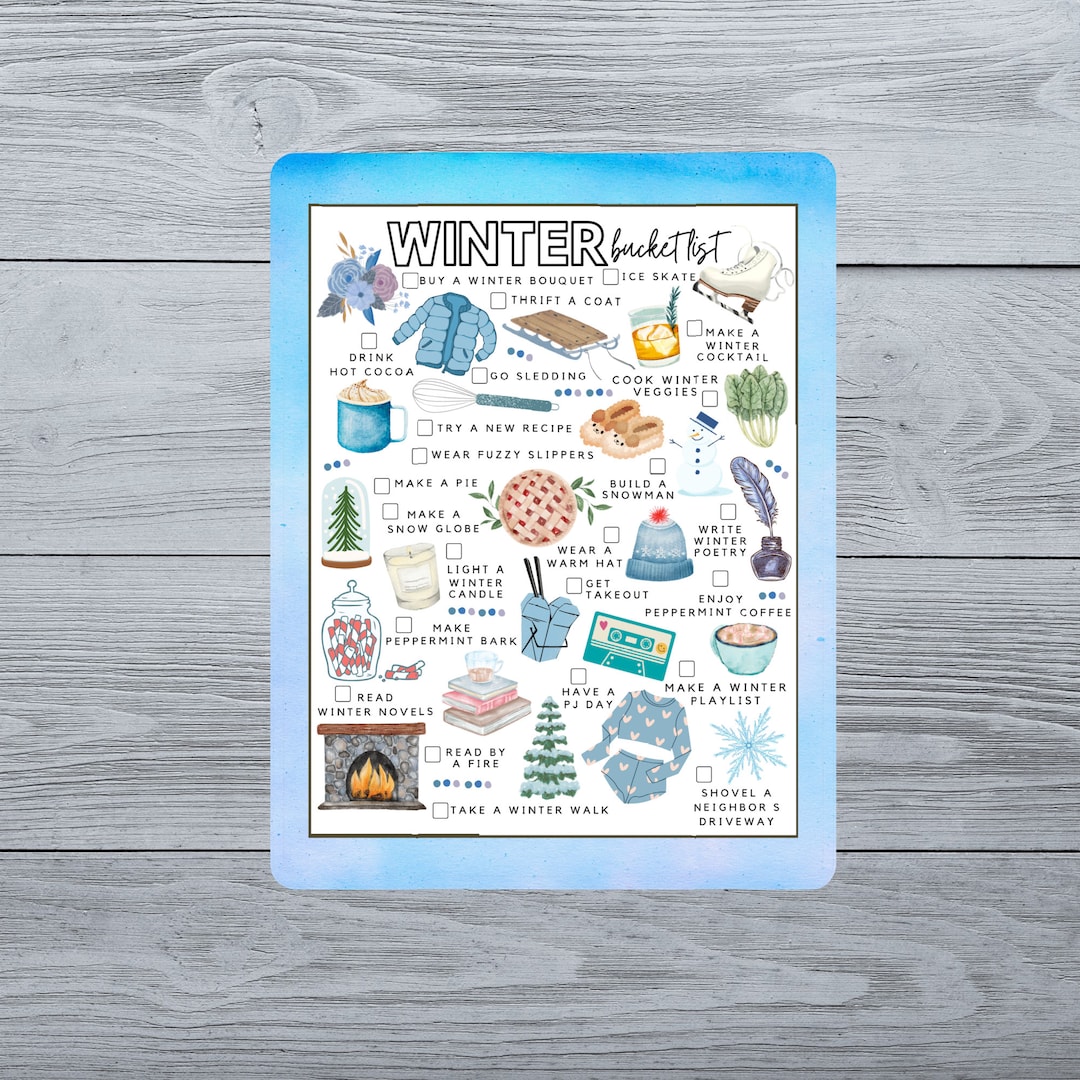 Full Page Winter Bucket List Planner Sticker - Etsy