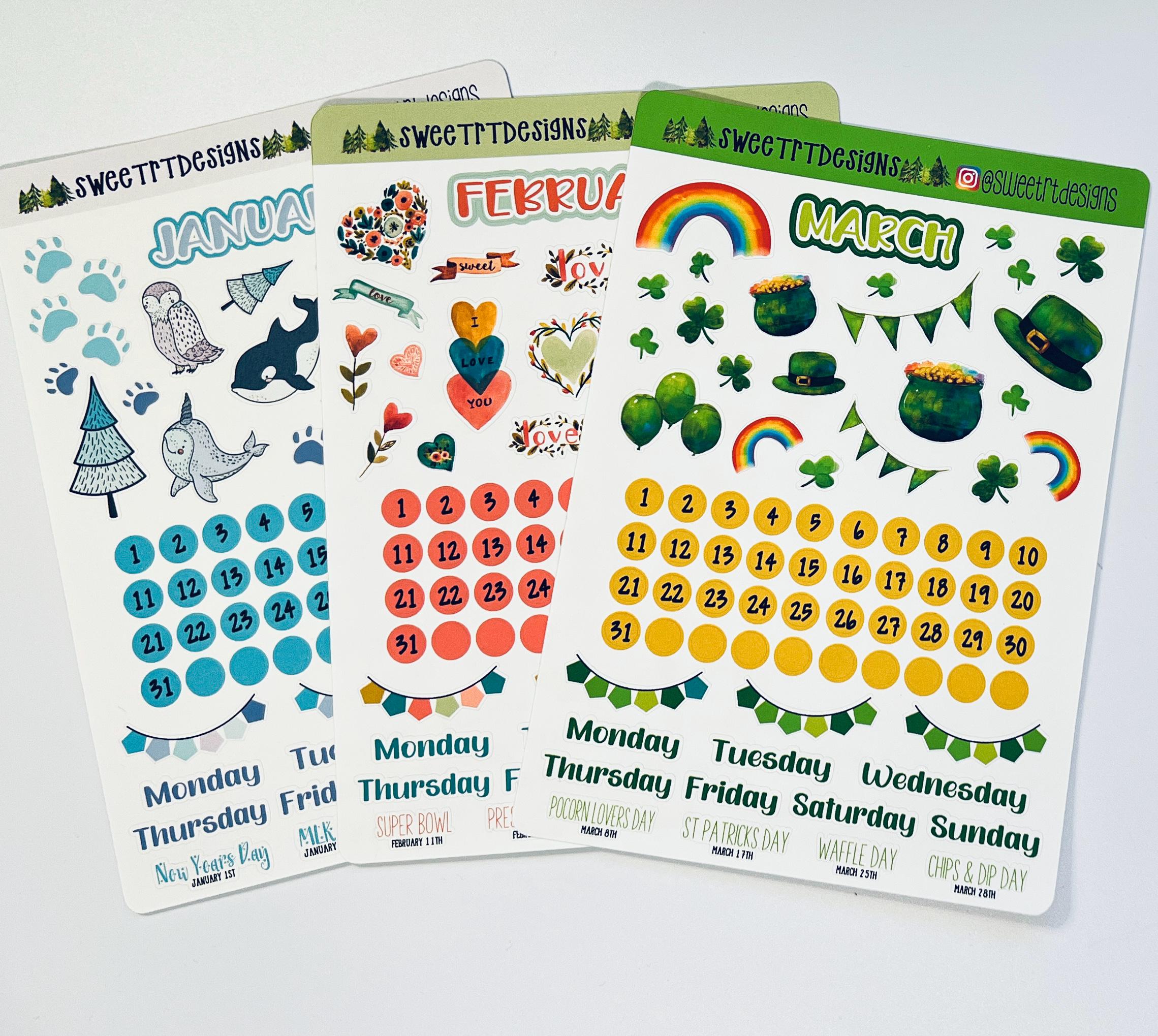Monthly Themed Planner Stickers for Small Planners and Journals - Etsy