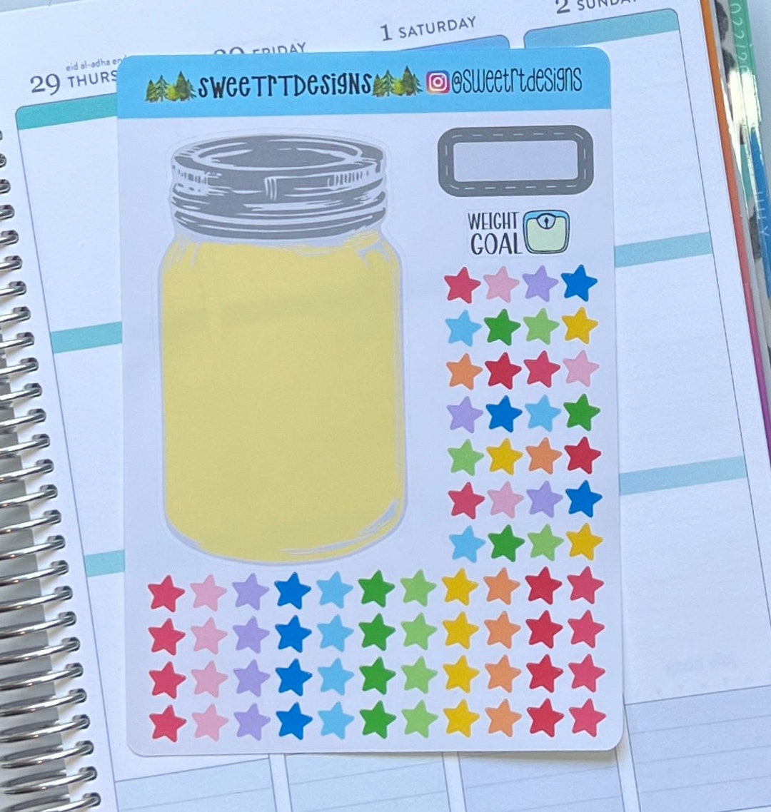 Weight Loss Mason Jar With Stars Planner Sticker - Etsy