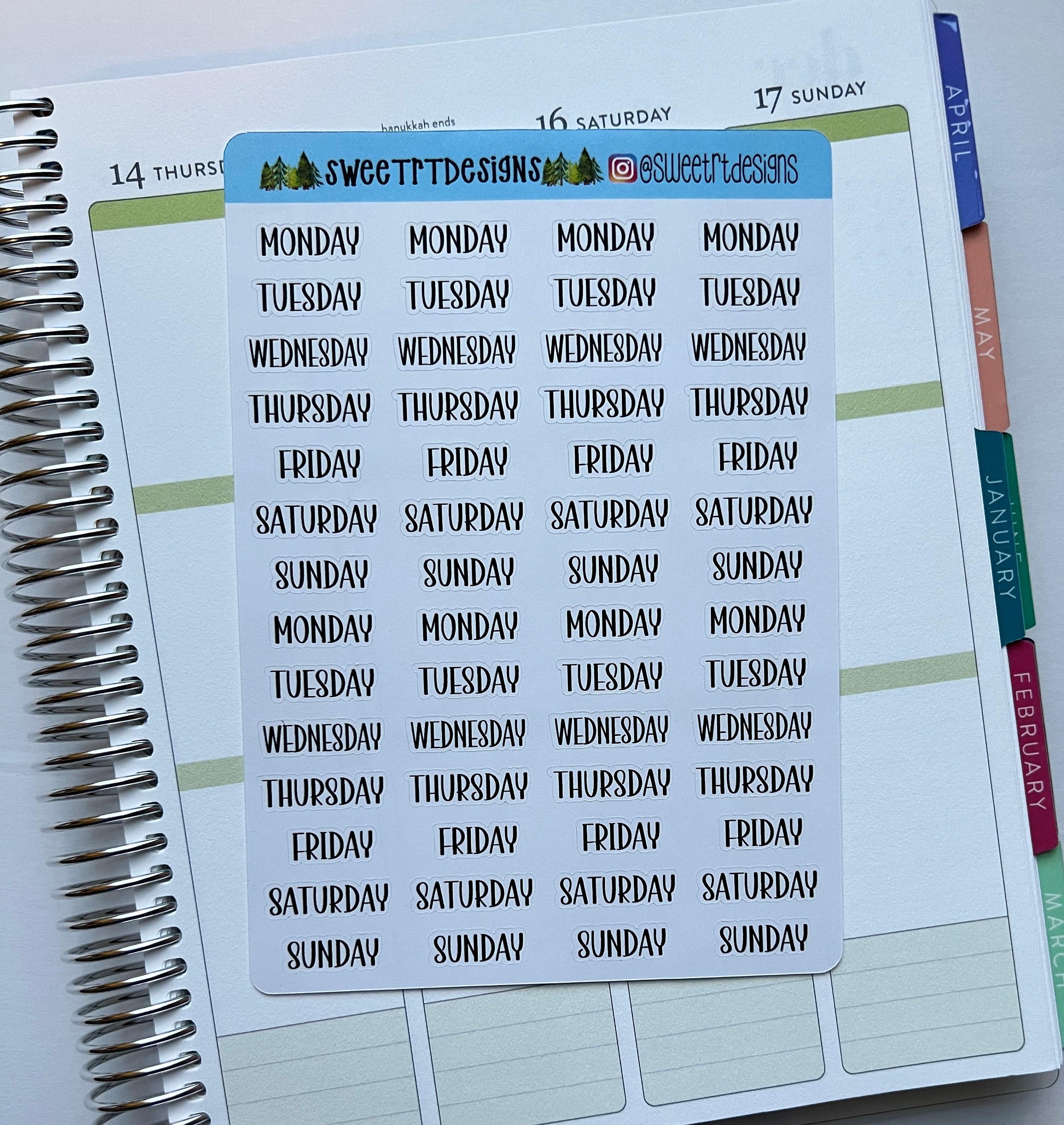 Thin Script Planner Stickers - Days of The Week – MightE Made It