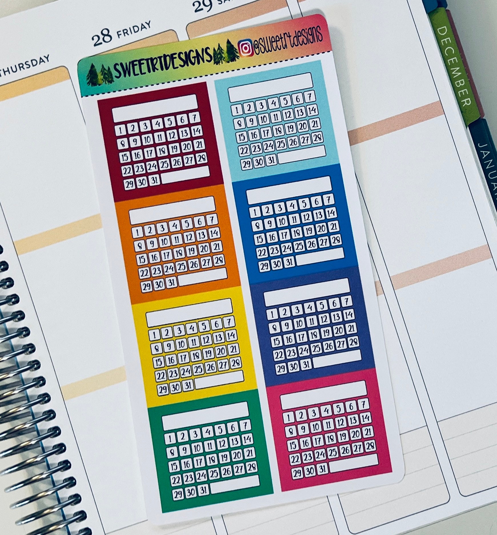Rainbow Monthly Habit Tracker Stickers - Etsy