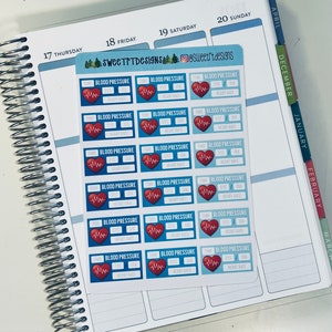 Blue Blood Pressure Tracking Planner Stickers