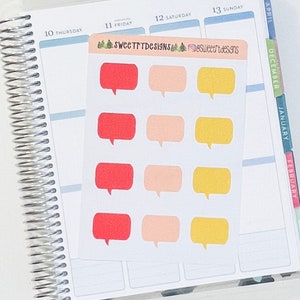Blank Orange and Yellow Speech Bubble Planner Stickers