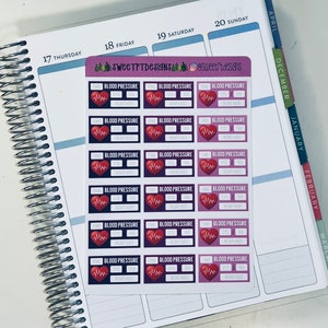 Purple Blood Pressure Tracking Planner Stickers