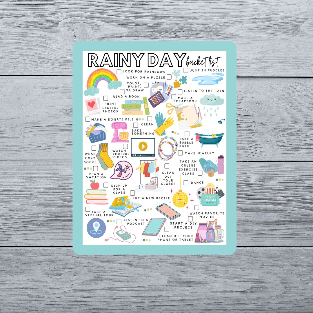 Full Page Rainy Day Bucket List Planner Sticker - Etsy