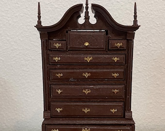 BLOCK FRONT SECRETARY MAHOGANY VNTAGE CONCORD DOLLHOUSE FURNITURE MINIATURES