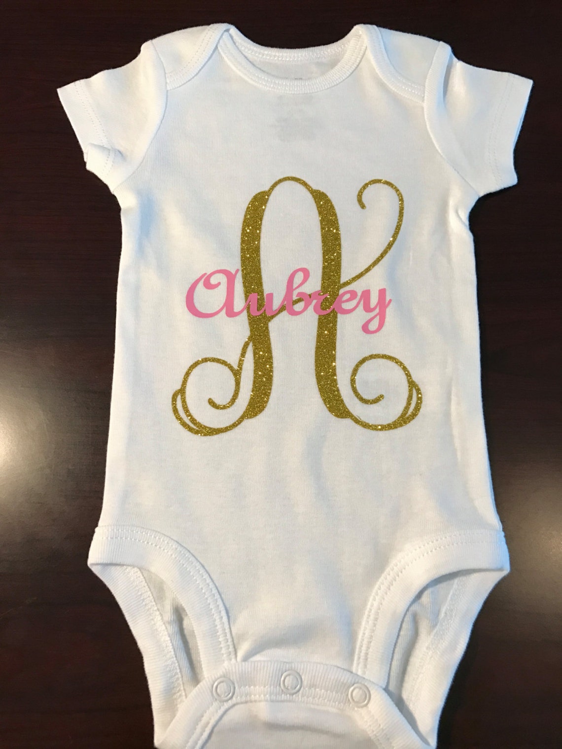 Monogram Baby Girl Onesie Baby Onesie Monogram Onesie Baby Etsy