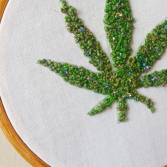 Marijuana leaf embroidery hoop  etsy