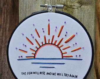 Truce, FINISHED Embroidery Hoop