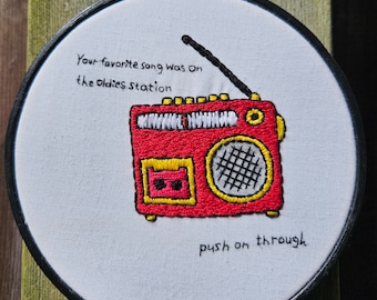 Oldies Station II, FINISHED Embroidery Hoop