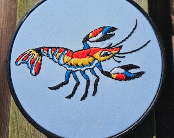 Crayfish, FINISHED embroidery hoop