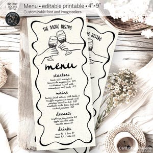 Grillige menukaart feest wijnbar restaurant bistro eten handgetekende wijnmakerij aanpasbare kleur bewerkbare afdrukbare sjabloon. IDA 407 cmp 08 A