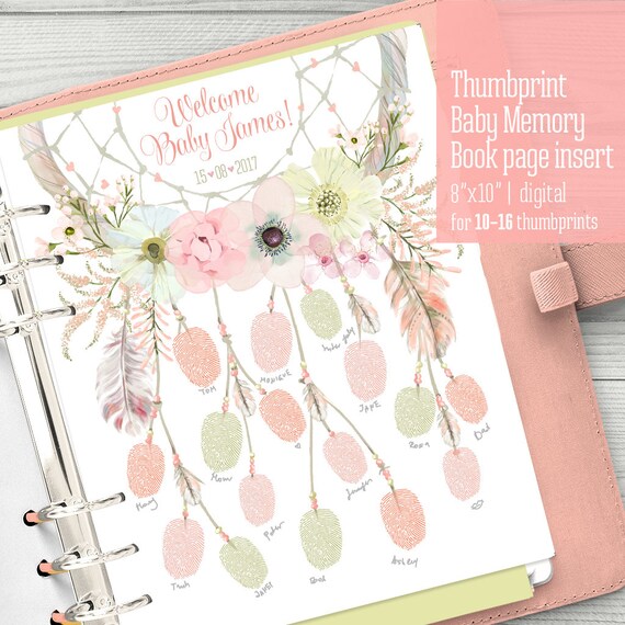 Baby Memory Book Page Insert DIGITAL 1st Year Pink Pastel Boho Etsy