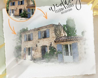 Custom wedding venue illustration. Watercolor wedding venue. Custom artwork. Realistic photo to watercolor. 914cmp 01