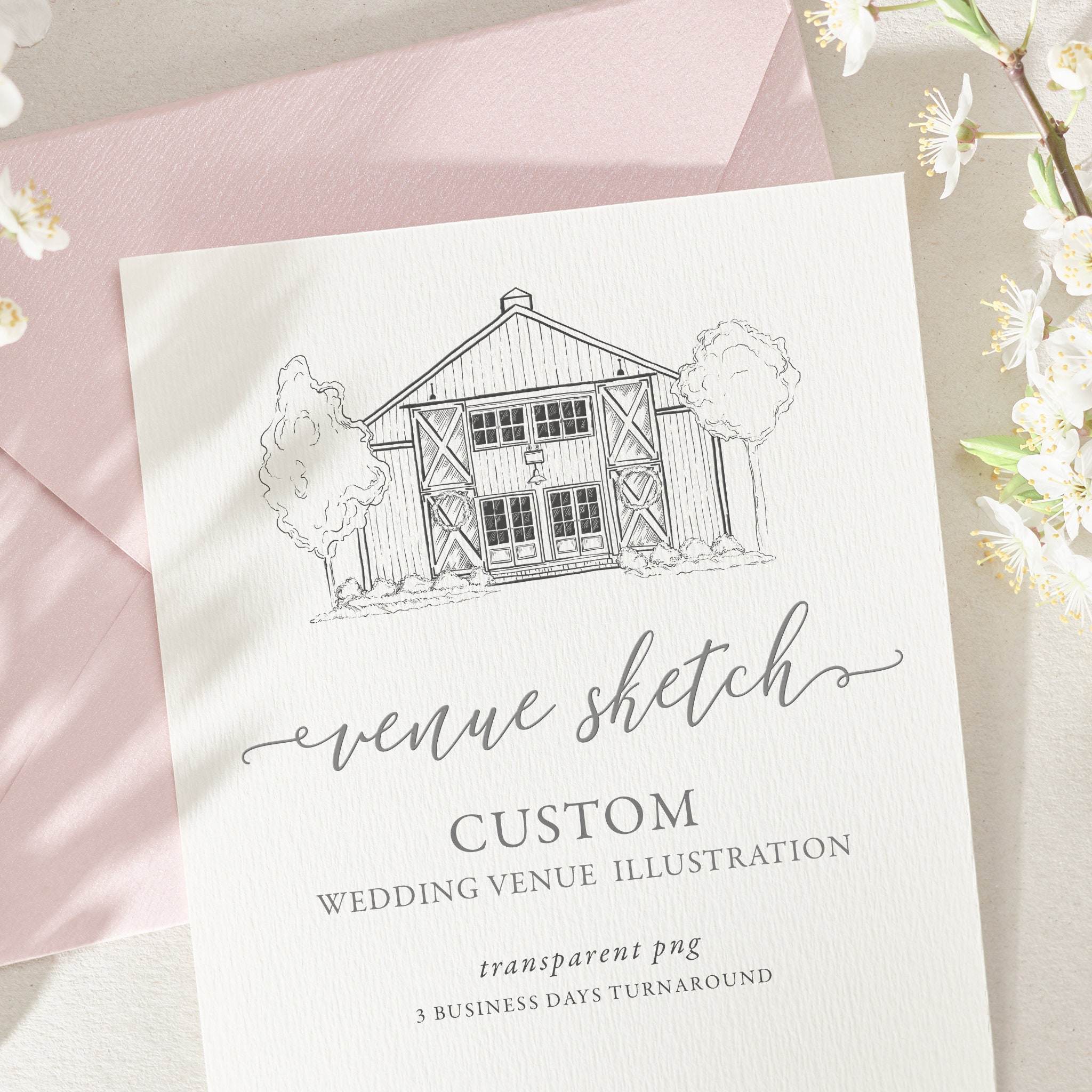 Custom Wedding Venue Sketch. Wedding Invitation Digital Custom Venue ...