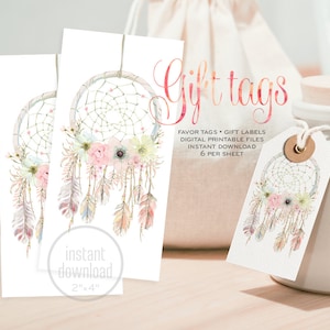 Dreamcatcher gunst cadeau label boho aquarel. DIGITALE Instant download Tribal boho bruiloft bedankkaart. 002CMPEX 012CMPEX 121CMPEX