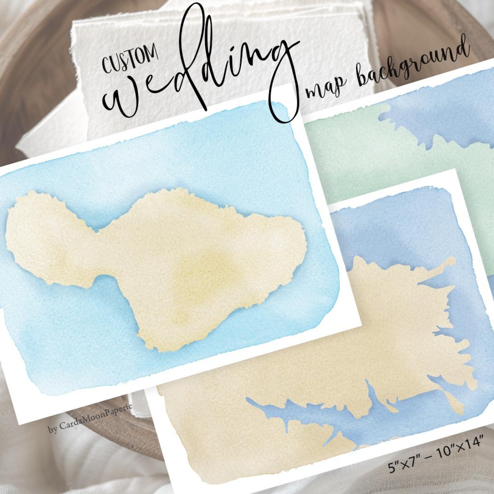 Custom Map, Blank Background Area Design for Your Wedding Map ...