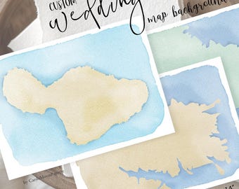 Custom map, blank background area design for your wedding map, personalized watercolor location map custom destination wedding map. 908cmp A