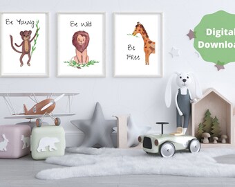 Jungle Collection Trio Print Set | Nursery Print | Jungle Animal Print | Jungle Print | Animal Print | Set of 3 Prints, DIGITAL DOWNLOAD