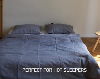 Grey Linen Duvet Cover| Soft Washed Linen Bedding| Natural Flax Comforter Cover| Custom Size Available| Twin, Full, Queen, King Bedding