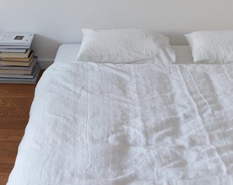 Linen Duvet Cover White| 100% Pure European Linen Bedding| Twin Full Queen King| Oeko-Tex Certified| Stonewashed Soft Linen Comforter Cover