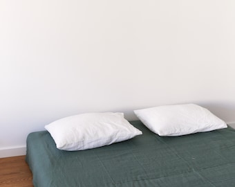 Emerald Green Linen Flat Sheet, European Bedding, US Full/Queen/King/ Custom sizes/ Wedding gift/ Father's Day gift/ Anniversary Gift