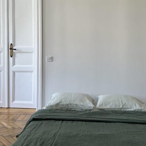Emerald. Linen duvet cover. Green, dark green, forest green. US Full/ Queen/ King. European sizes.
