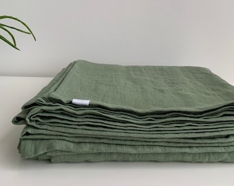 Bali Linen Flat Sheet, Sage Green, European & US Sizes, Custom Sizes